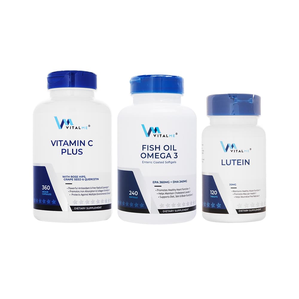 ルテイン20mg120錠+フィッシュオイルオメガ3_240錠+ビタミンCプラス360錠(バイタルミー) 【1セット】